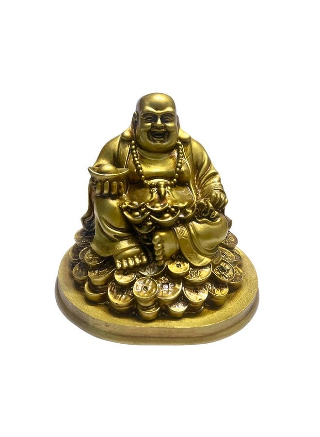 RIPE INDIA RIPE INDIA Laughing Buddha Statue for Good Luck, Home Decor, Brass Colour - Image 1