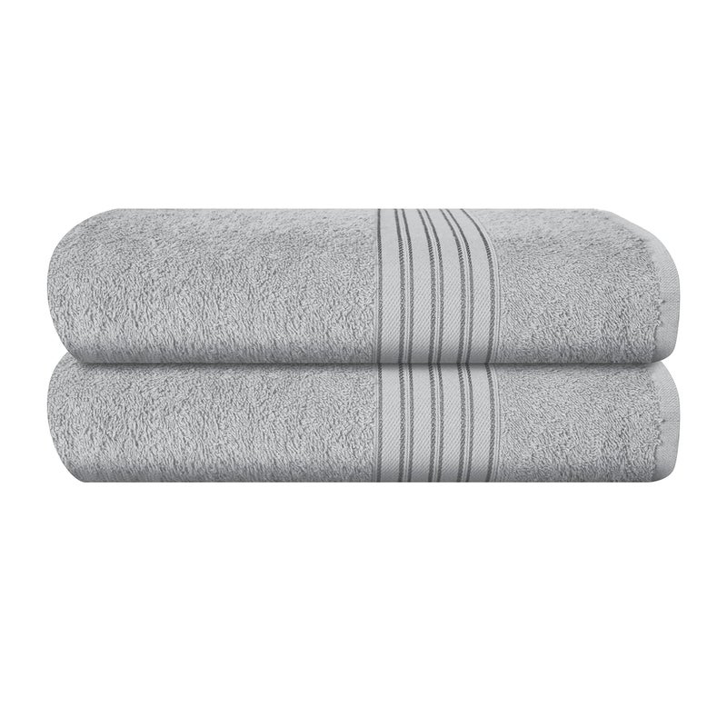 BOUTIQUO 100% Cotton 2 Pack Bath Towel Set 28x55  Eco-Friendly Large Bath Towels  Compact Quickdry Lightweight Soft & Highly Absorbent Bath Towel  Ideal for Everyday Gym Travel Camp Pool - Light Grey - Image 1