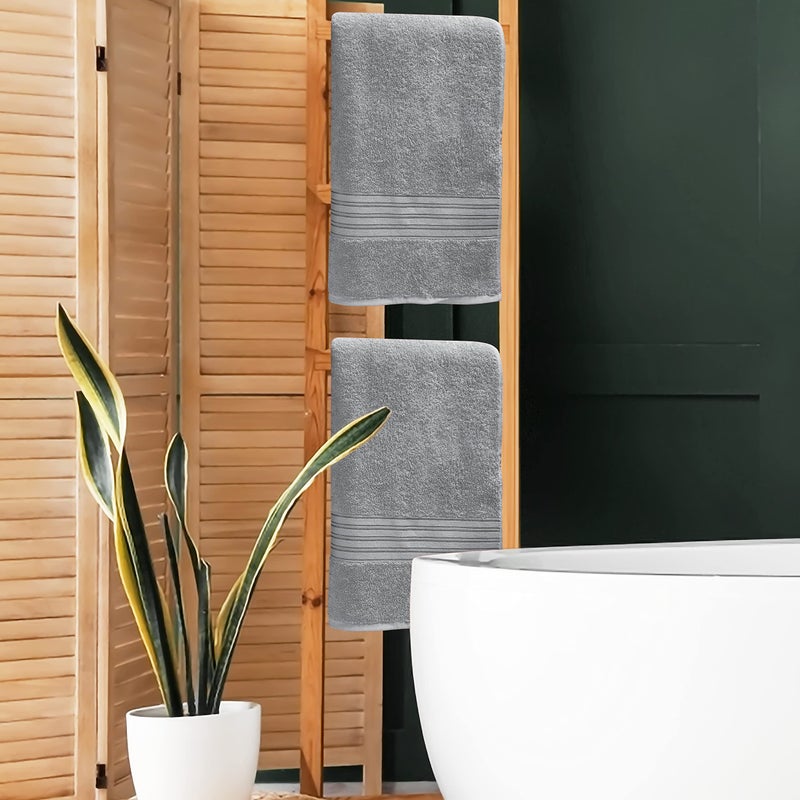 BOUTIQUO 100% Cotton 2 Pack Bath Towel Set 28x55  Eco-Friendly Large Bath Towels  Compact Quickdry Lightweight Soft & Highly Absorbent Bath Towel  Ideal for Everyday Gym Travel Camp Pool - Light Grey - Image 4