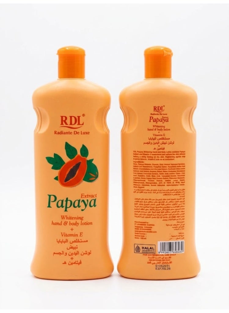 RDL Papaya Extract Whitening Hand & Body Lotion with Vitamin E, 600ml