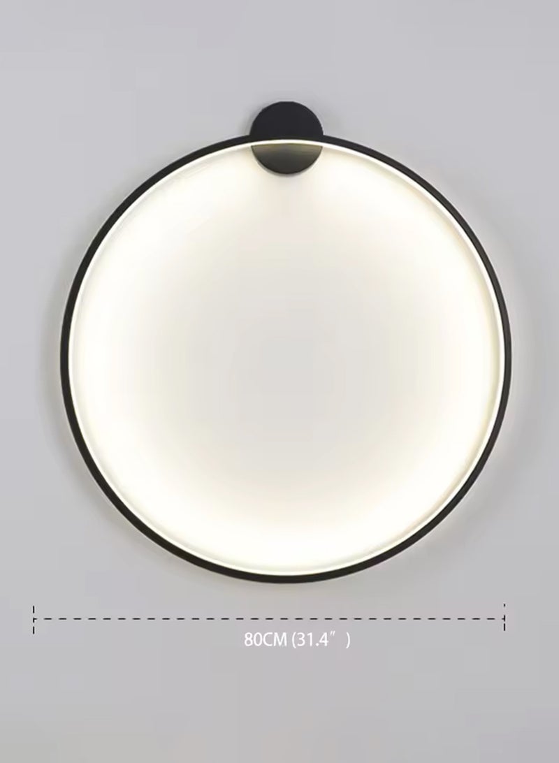 LOOPITYS Wall lamp （80CM，Three color light adjustment from 3000K to 6000K） Ultra-Thin Ring Wall Lights，LED Wall Lights Simple Circle Background Decoration Lamps Living Room sofa Bedroom Bedside Aisle Corridor Indoor Lighting - Image 4