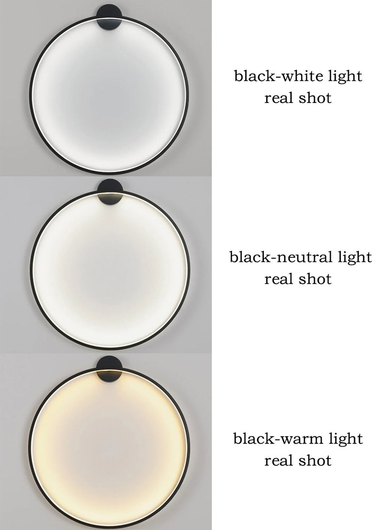 LOOPITYS Wall lamp （80CM，Three color light adjustment from 3000K to 6000K） Ultra-Thin Ring Wall Lights，LED Wall Lights Simple Circle Background Decoration Lamps Living Room sofa Bedroom Bedside Aisle Corridor Indoor Lighting - Image 3