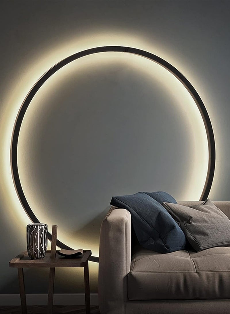 LOOPITYS Wall lamp （80CM，Three color light adjustment from 3000K to 6000K） Ultra-Thin Ring Wall Lights，LED Wall Lights Simple Circle Background Decoration Lamps Living Room sofa Bedroom Bedside Aisle Corridor Indoor Lighting - Image 1
