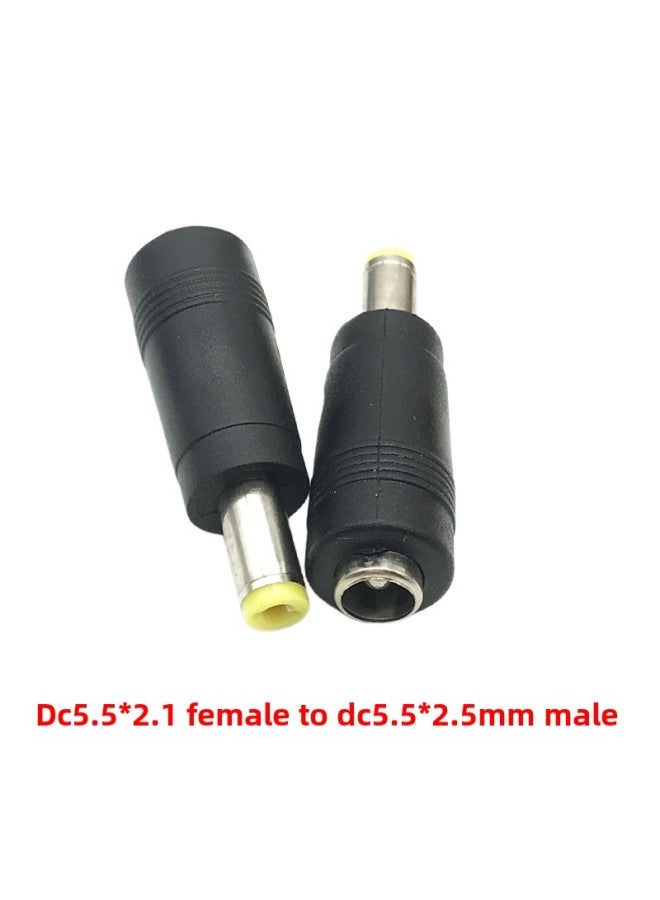DC5.5 * 2.5mm Female To 5.5*2.1mm Male DC Power DC Plug 5.5*2.1 Female To 2.5 Male-Interface Form:5525 Female To 5521 Male Yellow Mouth - Image 2