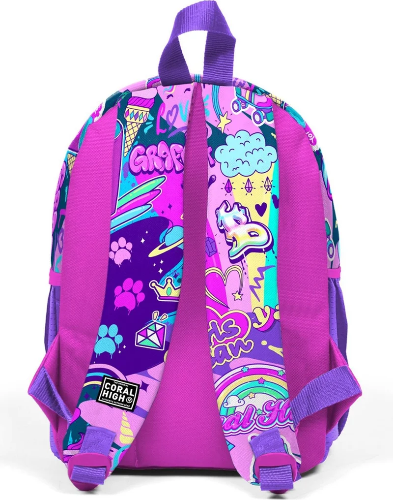 CORAL HIGH Mini Nest Backpack Graffiti Patterned Two Compartments 23560