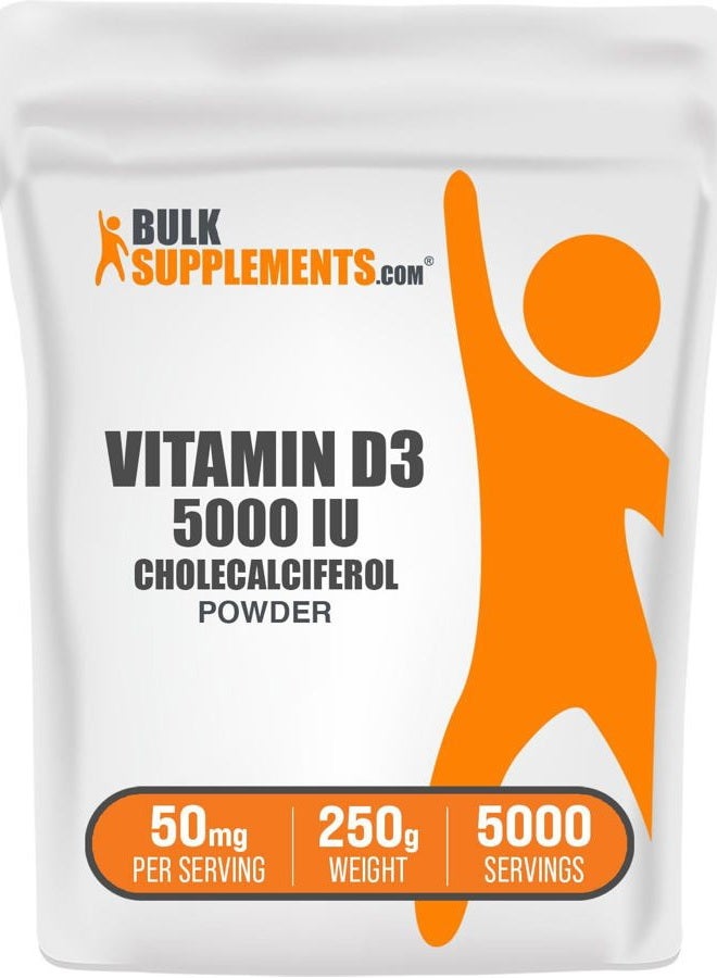 BULKSUPPLEMENTS.COM .com Vitamin D3 Powder - Cholecalciferol, Vitamin D Supplements, Vitamin D3 5000 IU - Gluten Free, 50mg (125mcg of Vitamin D3) per Serving, 250g (8.8 oz) (Pack of 1) - Image 1