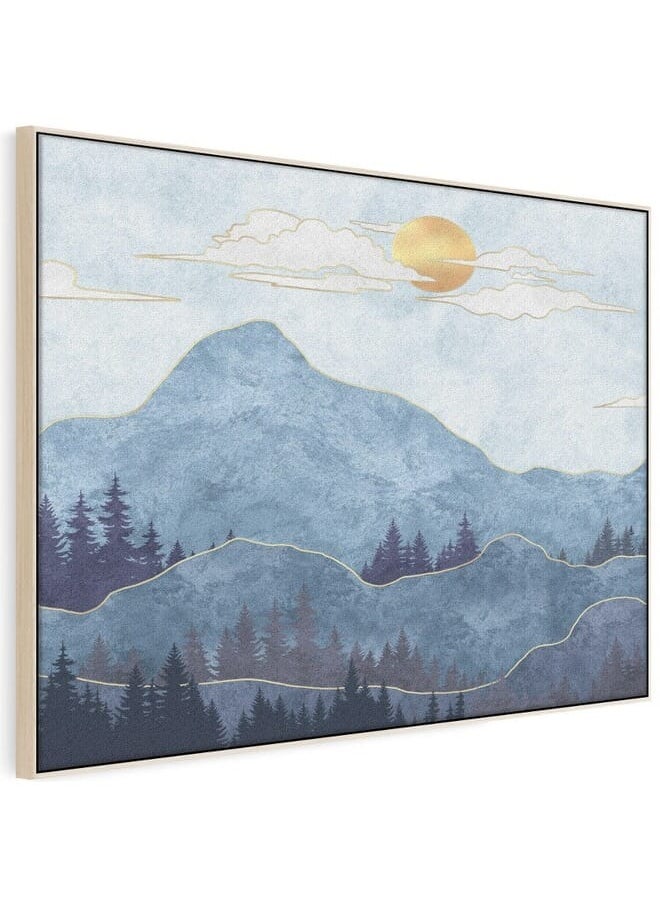 Home Gallery - Abstract Framed Portrait Of Silhouettes Of Mountains With Trees Wall Art - Image 1