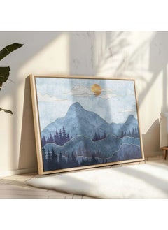 Abstract Framed Portrait Of Silhouettes Of Mountains With Trees Wall Art