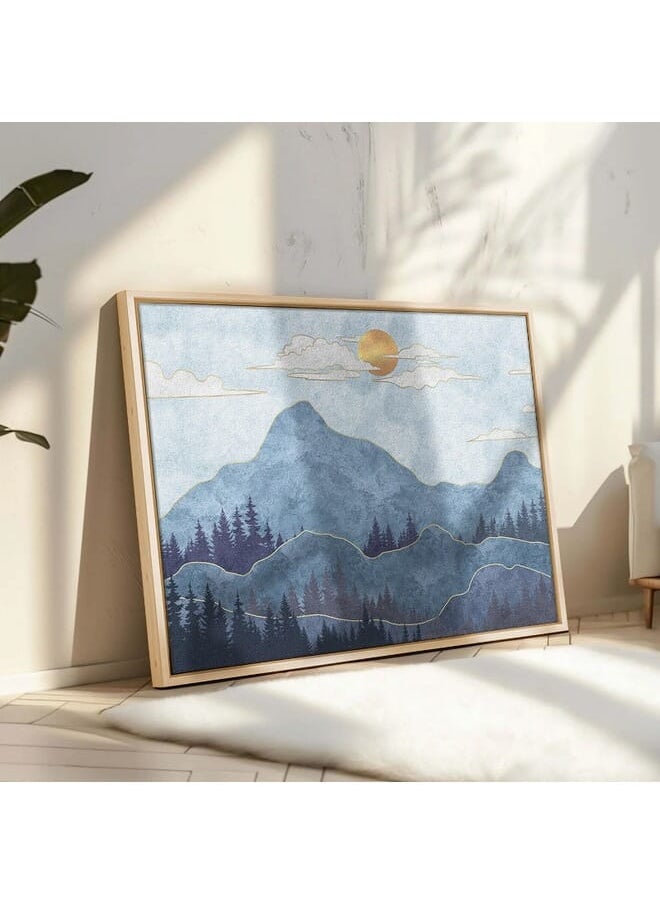 Home Gallery - Abstract Framed Portrait Of Silhouettes Of Mountains With Trees Wall Art - Image 1