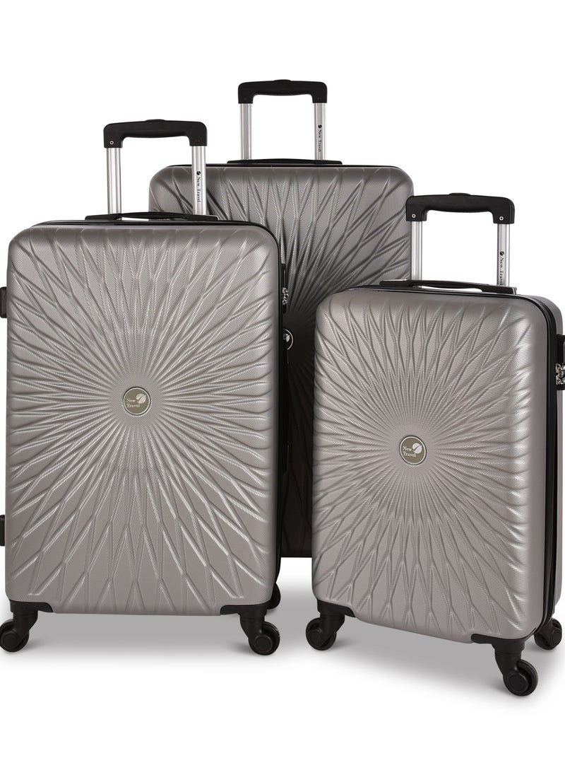 NEW TRAVEL New Travel ABS Luggage Set, Trolley Travel Bag with Carry On Cabin and Checked In Sizes, Combination Lock and 4 Wheels, Lightweight and Durable, Size 20/24/28, NT803/3P  - Image 1