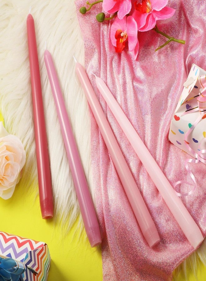 ميتلي شمعدان مدبب طويل من Mtlee، 10 بوصات، بدون دخان أو رائحة، مصنوع من شمع البارافين مع فتيل قطني، مناسب للعشاء، عيد الحب، حفلات الزفاف، الكنيسة (وردي متدرج، 32) - Image 4