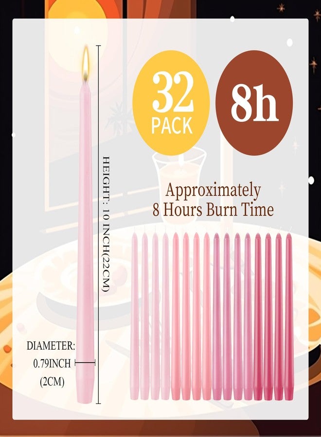 ميتلي شمعدان مدبب طويل من Mtlee، 10 بوصات، بدون دخان أو رائحة، مصنوع من شمع البارافين مع فتيل قطني، مناسب للعشاء، عيد الحب، حفلات الزفاف، الكنيسة (وردي متدرج، 32) - Image 2