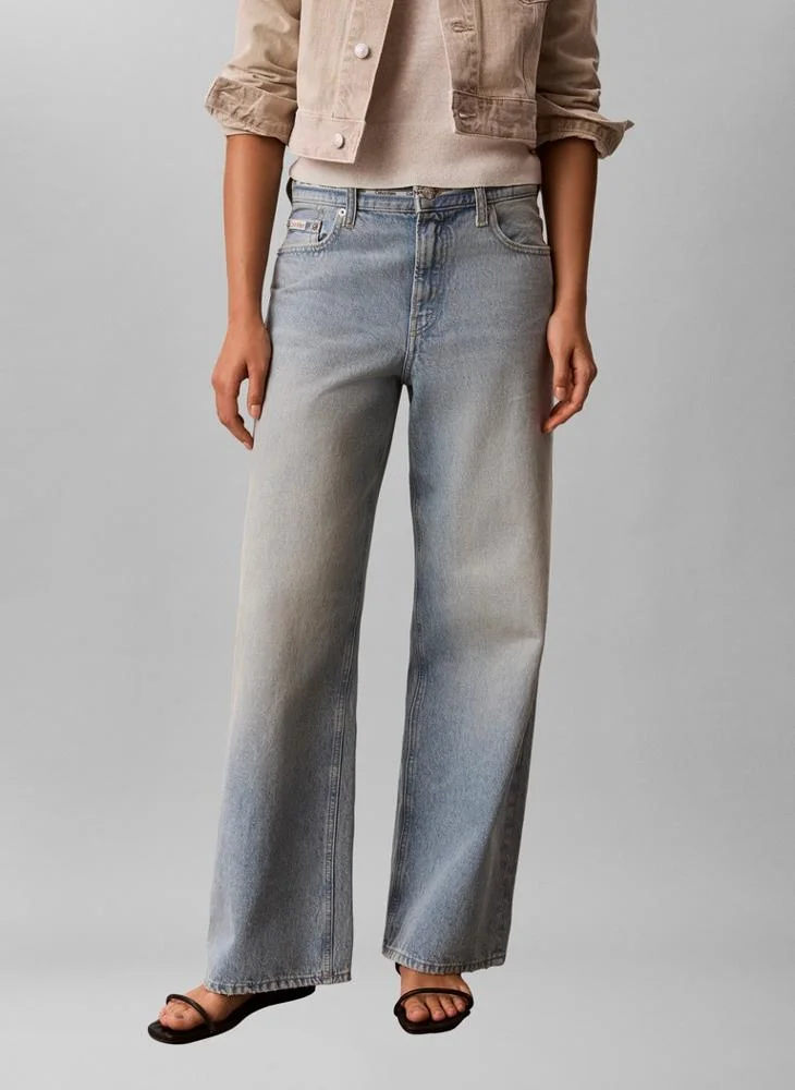 Calvin Klein Jeans Low Rise Logo Tape Baggy Jeans
