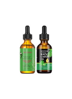 Jamaican Black Castor 100% Pure and Natural Castor Oil Organic Cold Pressed Unrefined Glass Bottle Castor Oil for Face Hair Growth Eyelashes Eyebrow Growth Serum Hair Treatment Rosemary Oil for Hair