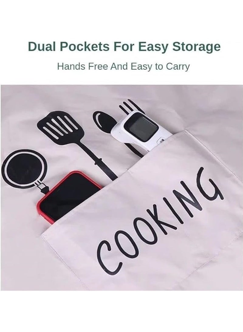 مريلة مطبخ مقاومة للماء مع جيوب أمامية، تتميز بمناشف من الألياف الدقيقة لمسح اليدين، مقاومة للزيت والماء، مناسبة للرجال والنساء، مريلة قماش للمطاعم والمقاهي، مريلة طبخ وخَبز للجنسين مع مادة مقاومة للبقع - Image 3