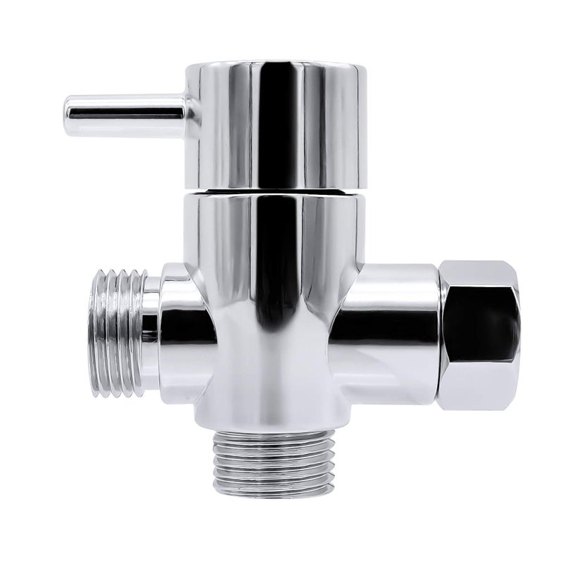 JLNGTHONG Bathroom Angle Valve, Universal 3 Way Shower Diverter Valve Bathroom, Shower Head Splitter, for Hand Held Showerhead & Fixed Spray Head Chrome - Image 1