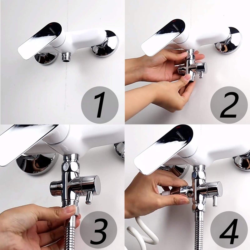 JLNGTHONG Bathroom Angle Valve, Universal 3 Way Shower Diverter Valve Bathroom, Shower Head Splitter, for Hand Held Showerhead & Fixed Spray Head Chrome - Image 3