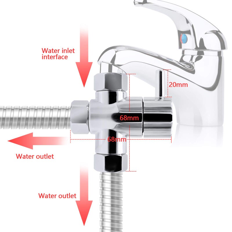 JLNGTHONG Bathroom Angle Valve, Universal 3 Way Shower Diverter Valve Bathroom, Shower Head Splitter, for Hand Held Showerhead & Fixed Spray Head Chrome - Image 4