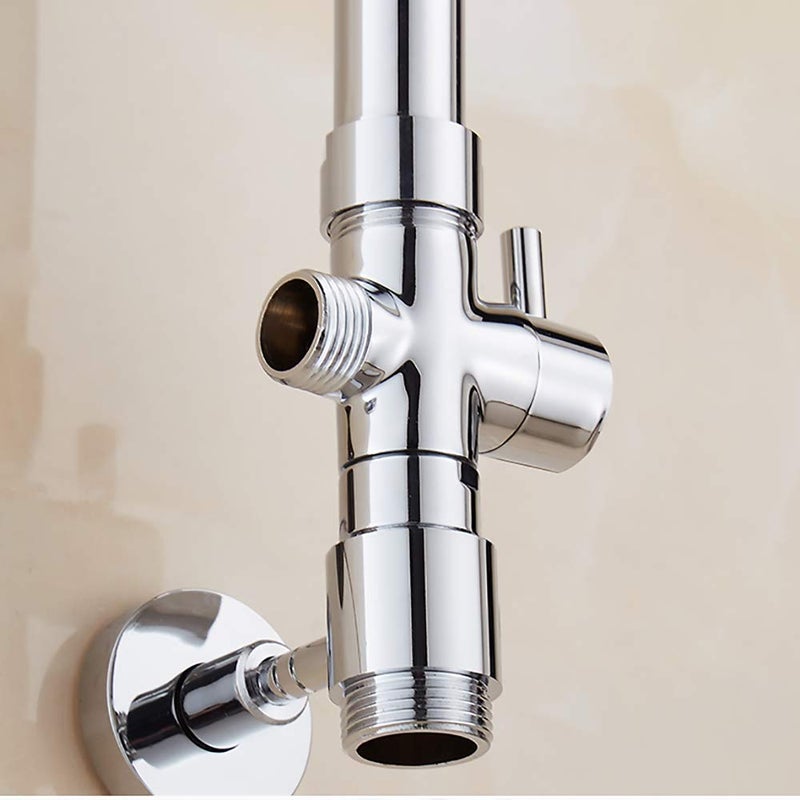 JLNGTHONG Bathroom Angle Valve, Universal 3 Way Shower Diverter Valve Bathroom, Shower Head Splitter, for Hand Held Showerhead & Fixed Spray Head Chrome - Image 2