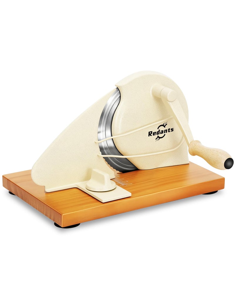 Redants Manual Bread Slicer for Homemade Sourdough Bread, Versatile Hand Crank Bread Slicer, Adjustable Thickness for Smooth Cutting, Food Grade Stainless Steel (Cream) - Image 1
