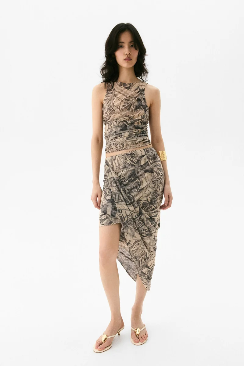 H&M Asymmetric mesh skirt