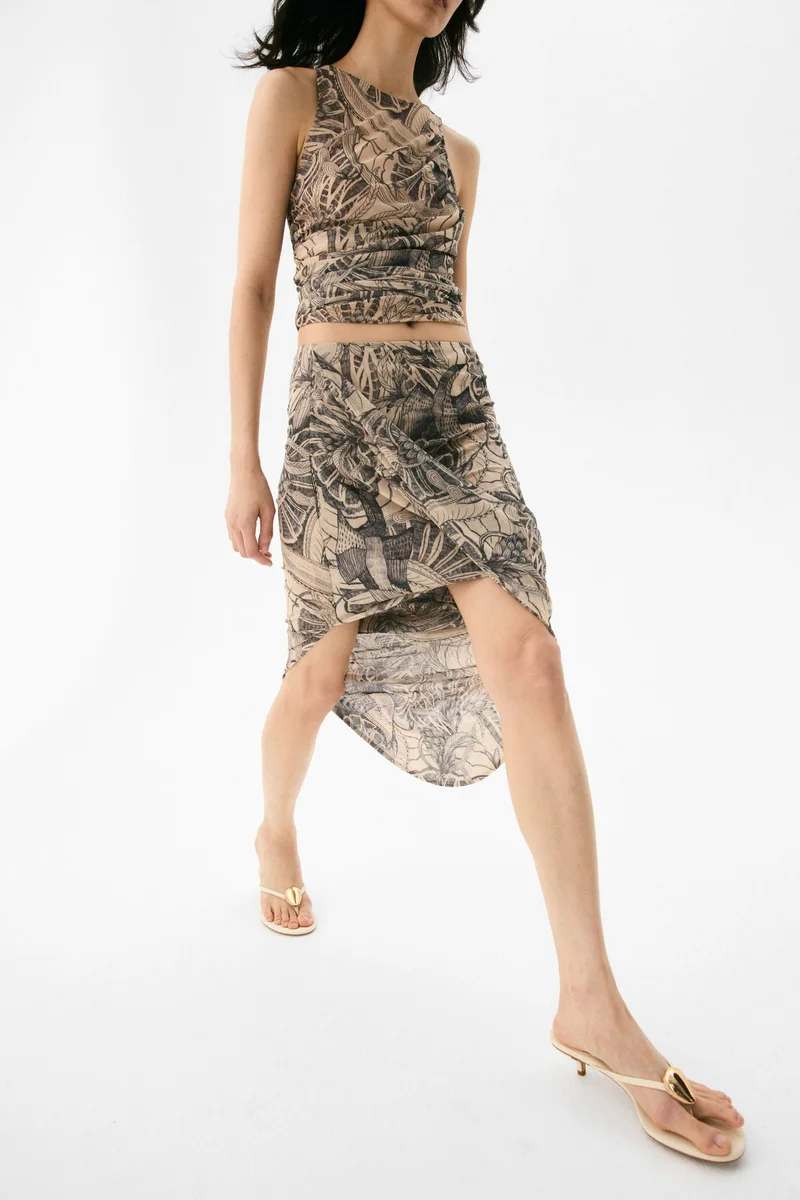 H&M Asymmetric mesh skirt