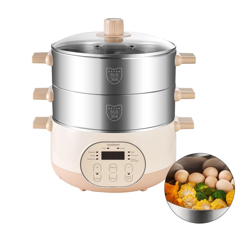 Joydeem Electric Food Steamer for Cooking 2Tier Stainless Steel Vegetable  Food Steamers 15L Large Capacity JDDZG15B