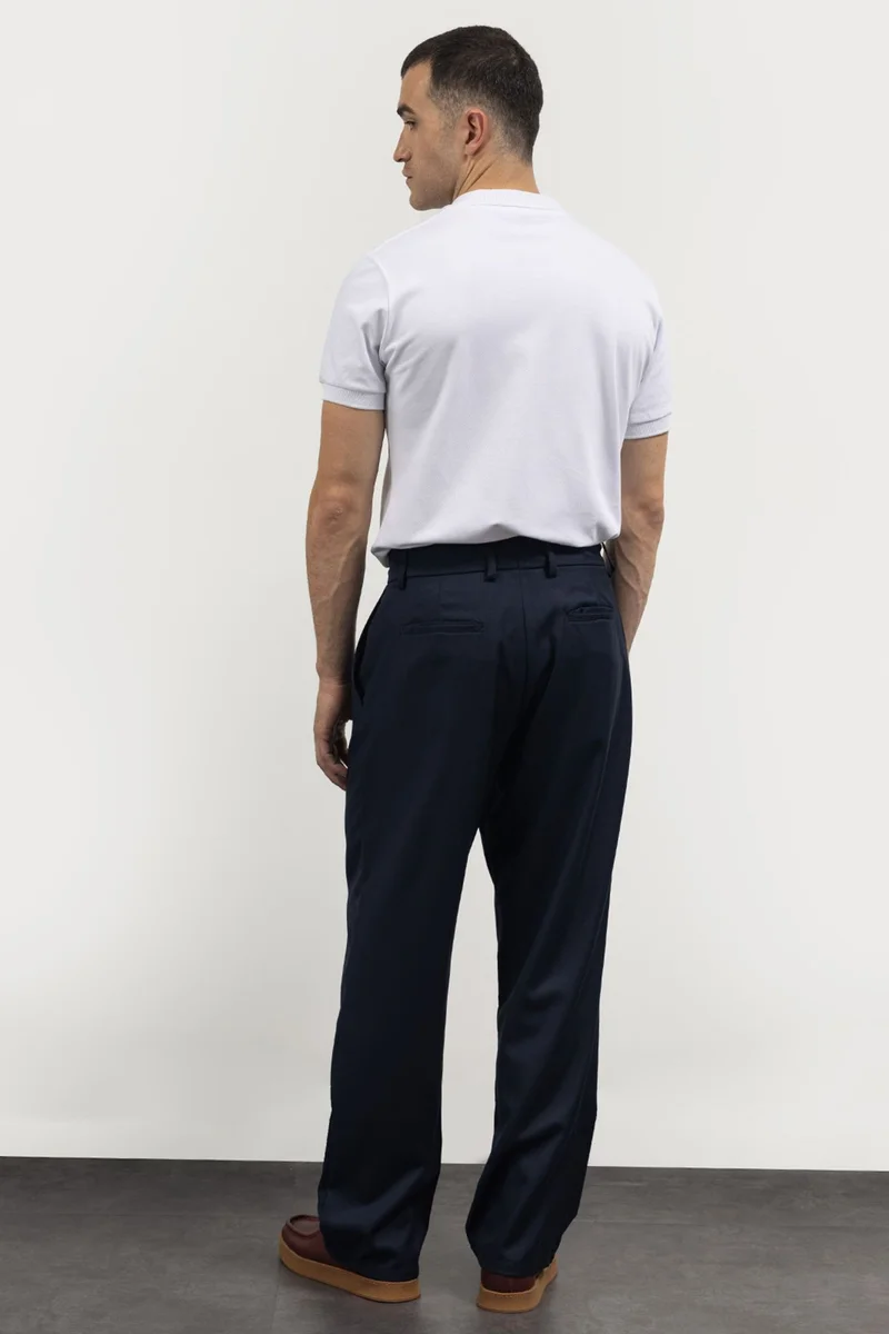 Giesto Navy Blue GIESTO Men's Mid-waist Straight-leg Suit Pants for Men | Best Price UAE