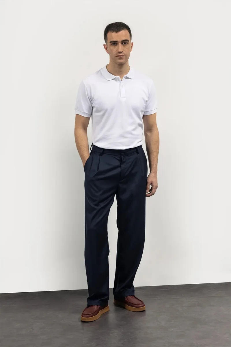 Giesto Navy Blue GIESTO Men's Mid-waist Straight-leg Suit Pants for Men | Best Price UAE