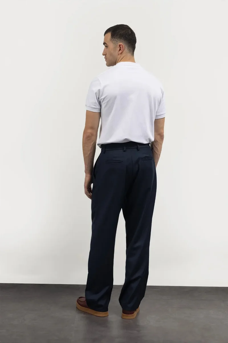 Giesto Navy Blue GIESTO Men's Mid-waist Straight-leg Suit Pants for Men | Best Price UAE
