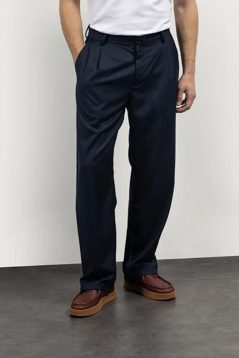 Giesto Navy Blue GIESTO Men's Mid-waist Straight-leg Suit Pants for Men | Best Price UAE