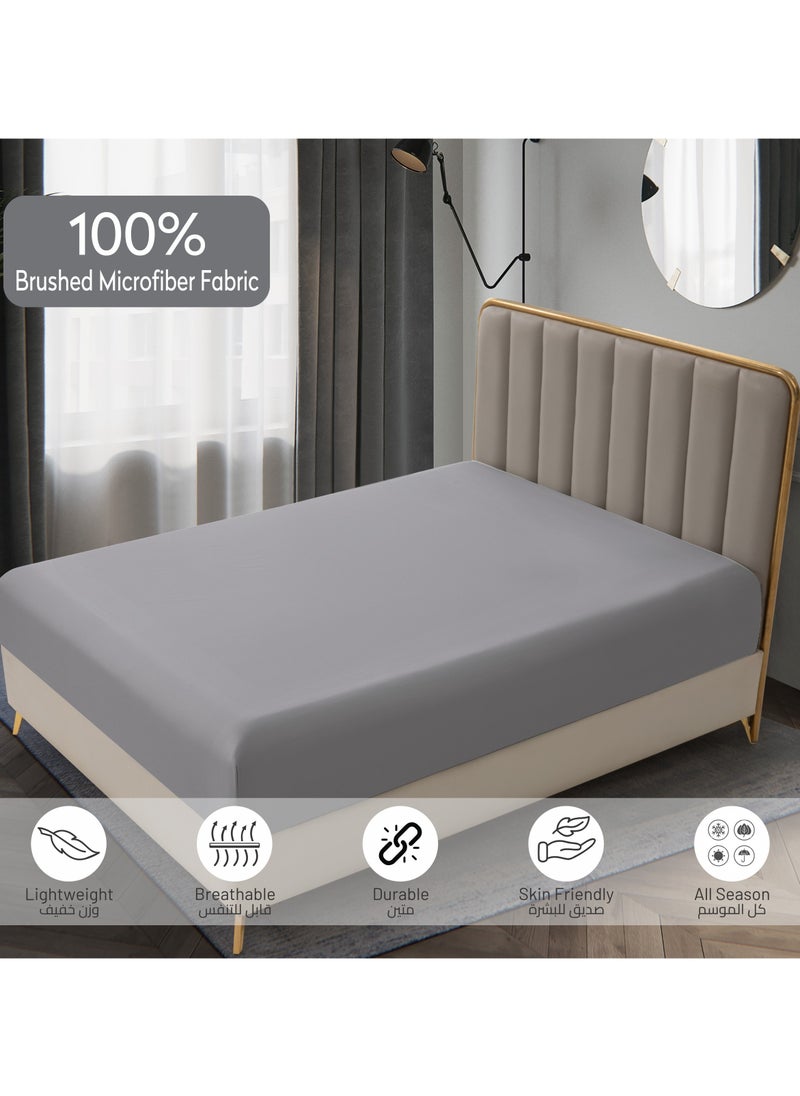 Donetella Bedding Fitted Sheet - Fits 180x200 Cm For King Bed - 3 Pcs (1 Fitted Sheet and 2 Pillowcases) - 35 Cm Deep Pocket - Solid Bed Sheet  - Image 5