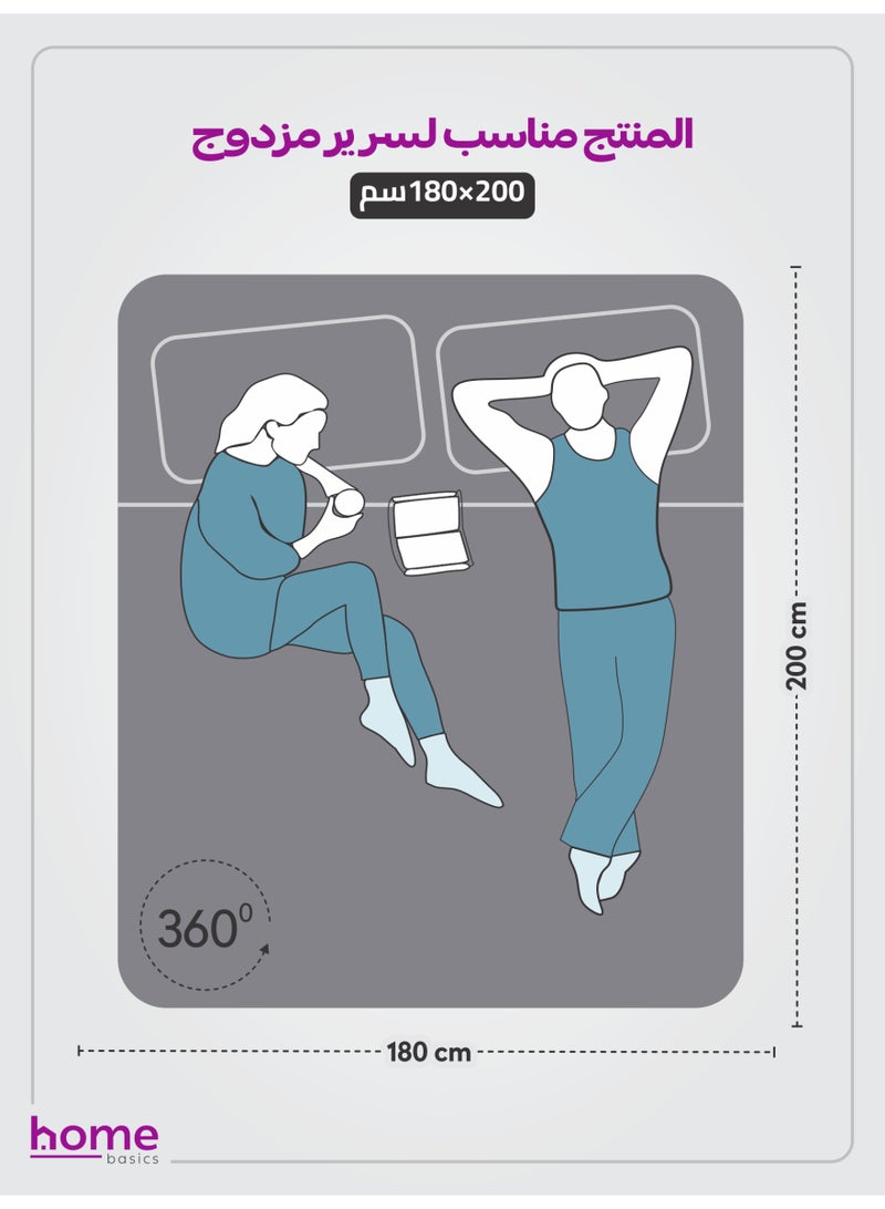 دوناتيلا طقم شرشف مطاط 3 قطع مزدوج 180×200 سم 35 سم فائق النعومة لون رمادي داكن - Image 2