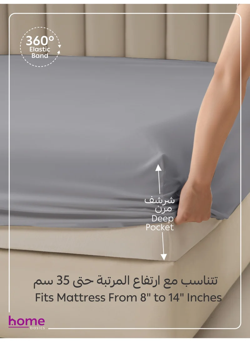 Donetella KING (180x200cm) Bedding Fitted Sheet - Fits 180x200 Cm For King Bed - 3 Pcs (1 Fitted Sheet and 2 Pillowcases) - 35 Cm Deep Pocket - Solid Bed Sheet  | Best Price UAE