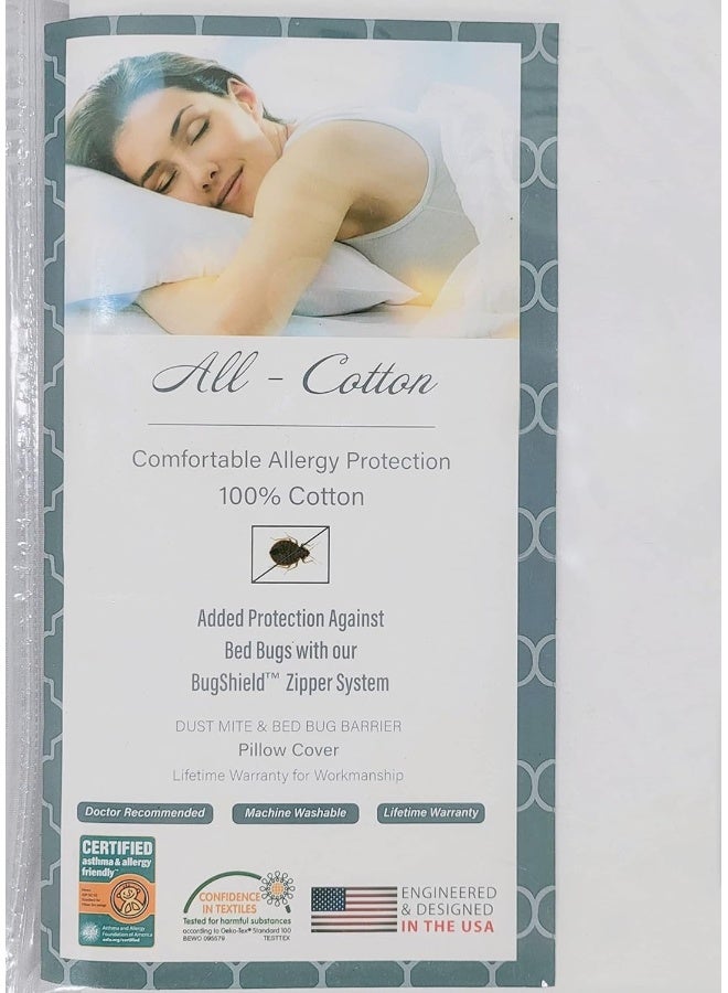 National Allergy Premium 100% Cotton Zippered Euro Square Pillow Protector  - Image 1