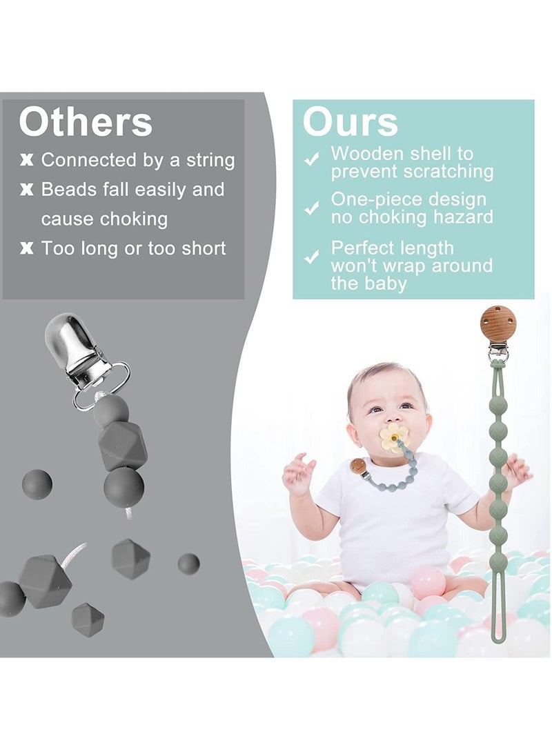 Gonice - Silicone Pacifier Clip, 100% Silicone Pacifier Strap with Clip Keeps Pacifiers, Teethers & Small Toys in Place - Image 1