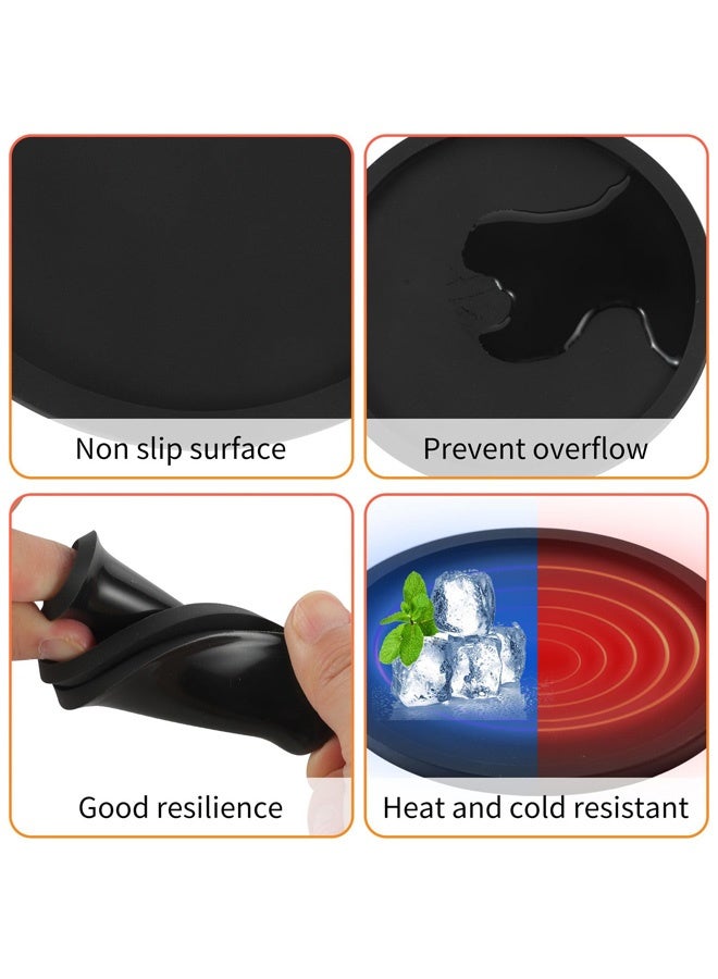 6 Pcs Silicone Coasters for Drinks, Black Round Mugs Coasters, Drink Coasters Pads Mats Non Slip for Coffee Beer Mug Wine Glass Home and Bar Coasters - Image 4
