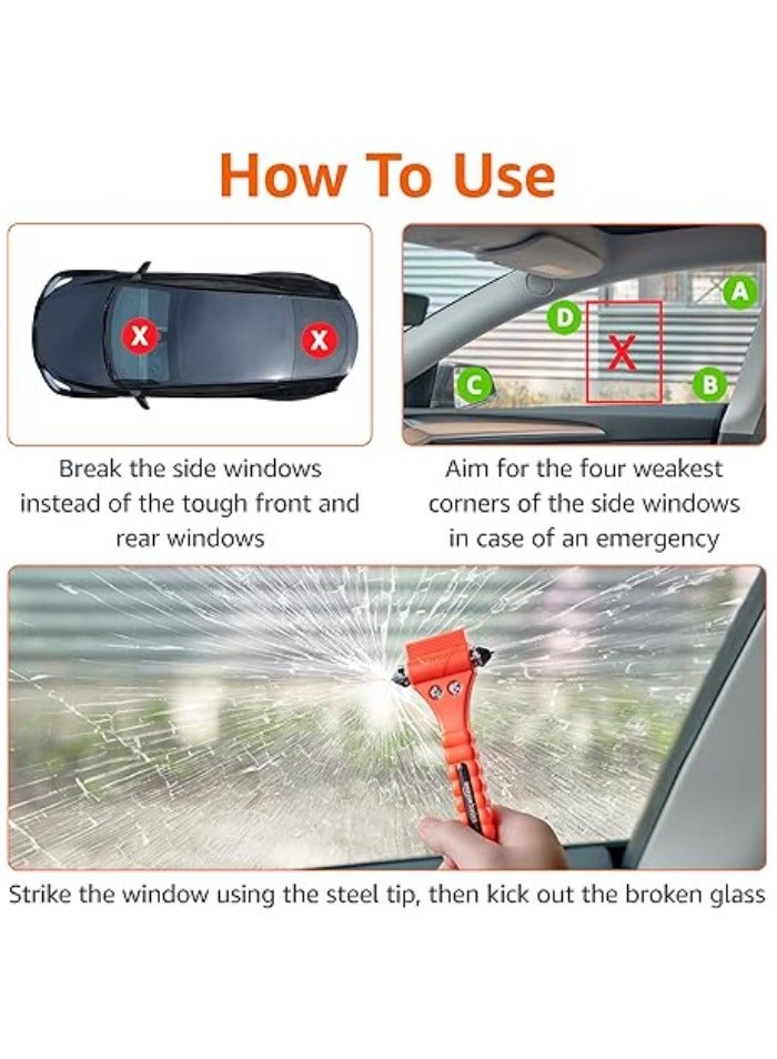 Generic Emergency Seat Belt Cutter and Window Hammer Tool, Car Accessories, 2 Pack  - Image 3