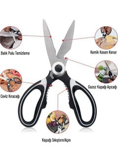 Afili Home Kitchen Scissors, Multifunctional Professional Kitchen Scissors, Kitchen Scissors with Cover, Chicken Scissors, Vegetable Scissors, Fish Scale Kitchen Scissors  - Image 3