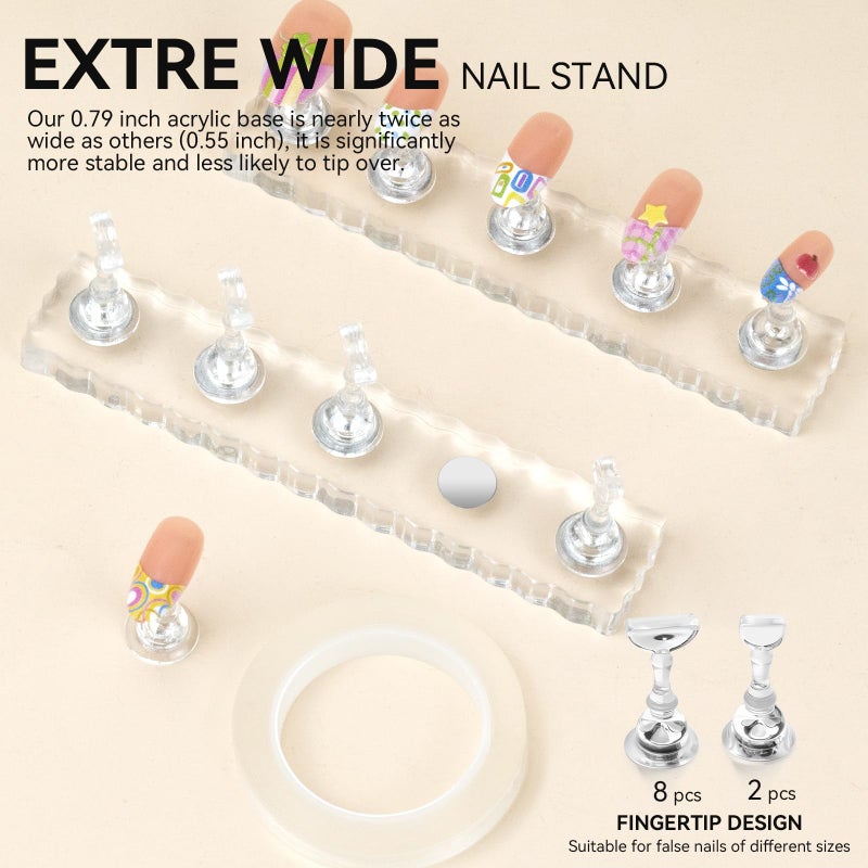 ESUOHYM Nails Storage Box with Stand for Fake Nail,Large Empty Nail Box Case Use for Press On Display & Storage,Nail holder for Painting Practice,Acrylic Nail Display Stand for Design Home - Image 5