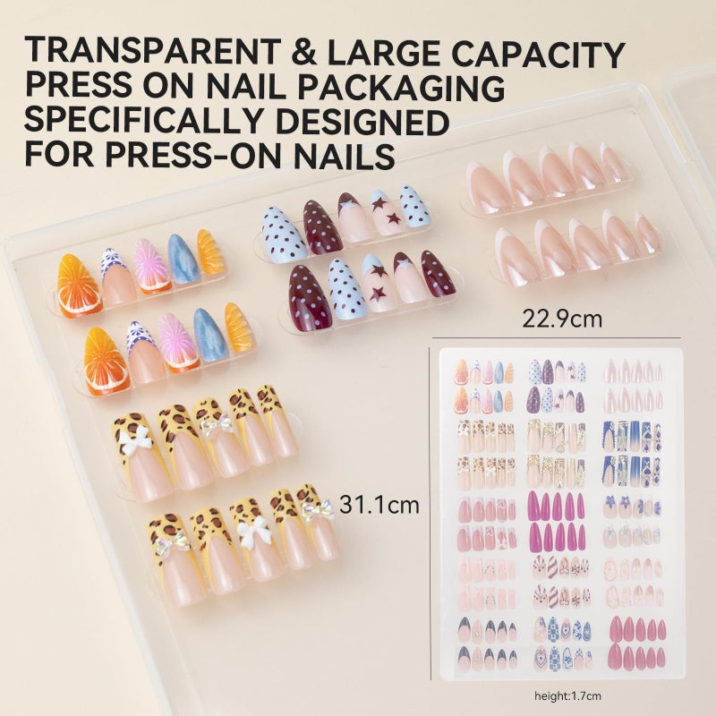 ESUOHYM Nails Storage Box with Stand for Fake Nail,Large Empty Nail Box Case Use for Press On Display & Storage,Nail holder for Painting Practice,Acrylic Nail Display Stand for Design Home - Image 4