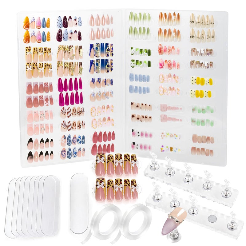 ESUOHYM Nails Storage Box with Stand for Fake Nail,Large Empty Nail Box Case Use for Press On Display & Storage,Nail holder for Painting Practice,Acrylic Nail Display Stand for Design Home - Image 1