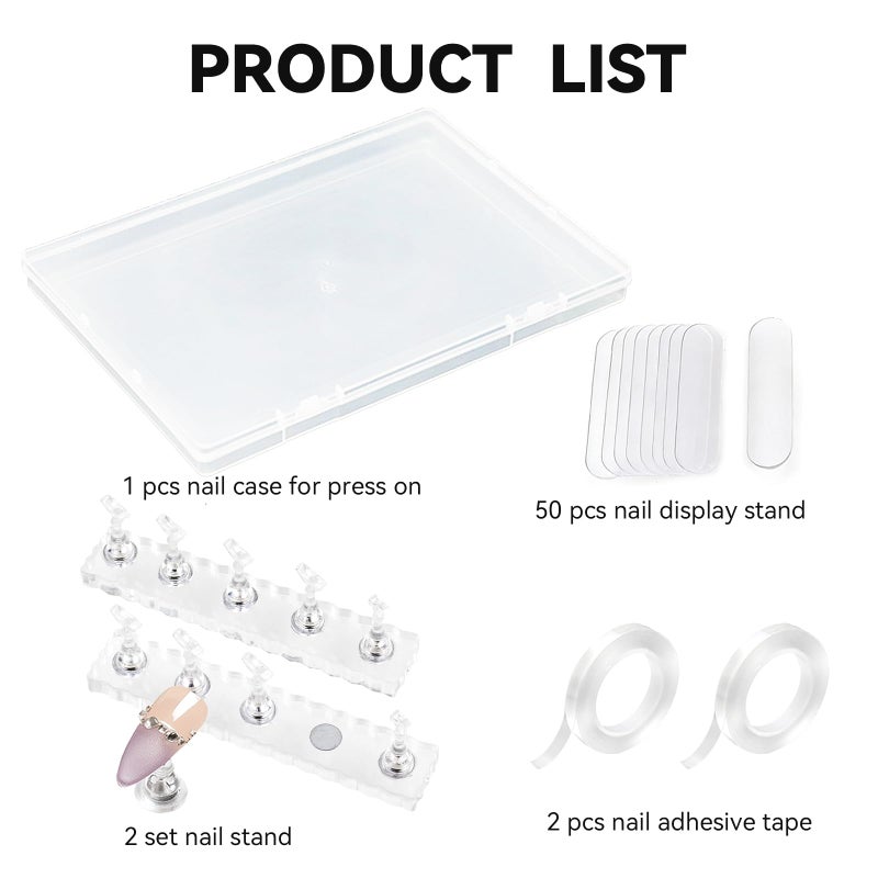 ESUOHYM Nails Storage Box with Stand for Fake Nail,Large Empty Nail Box Case Use for Press On Display & Storage,Nail holder for Painting Practice,Acrylic Nail Display Stand for Design Home - Image 3