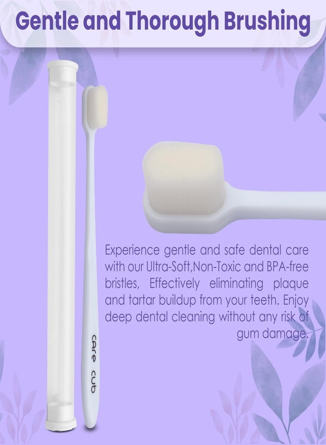 CARE CUB CARECUB White Flat Toothbrushes with White Bristles - BPA-Free, Ultra Soft Micro Nano Bristles, Ideal for Sensitive Teeth, Suitable for 8+ & Adults Pack 03 - Image 5