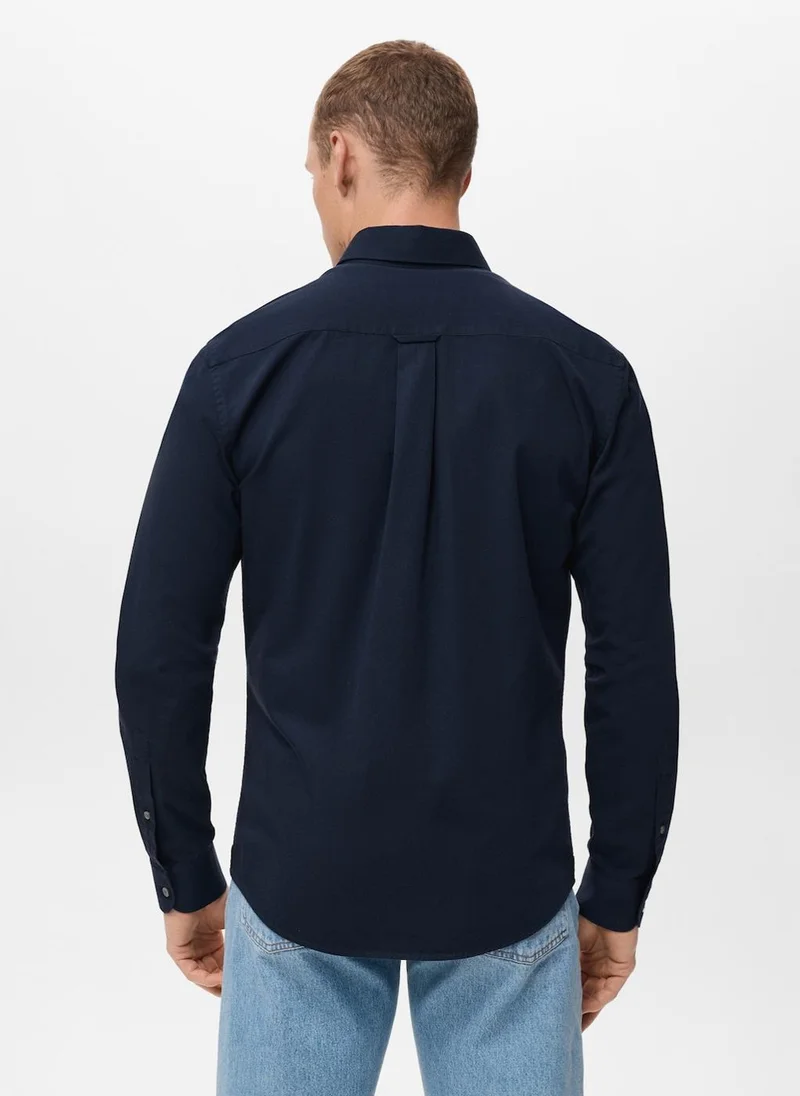 Mango Man cotton regular fit pocket shirt