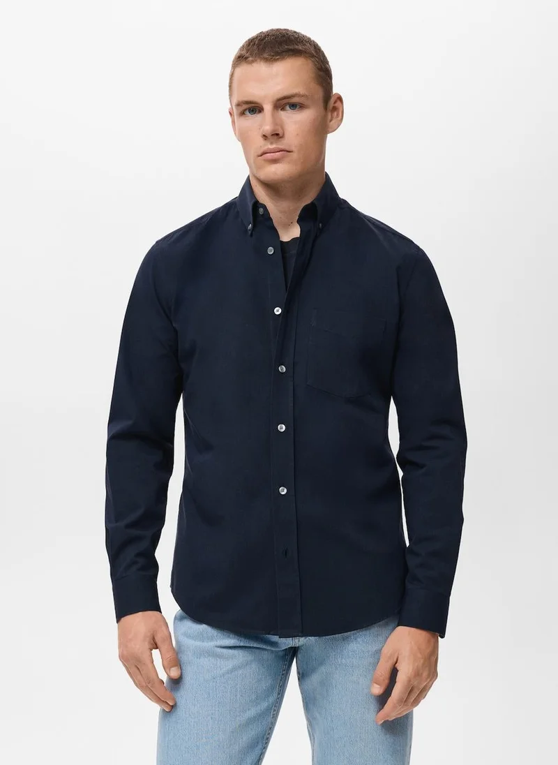 Mango Man cotton regular fit pocket shirt