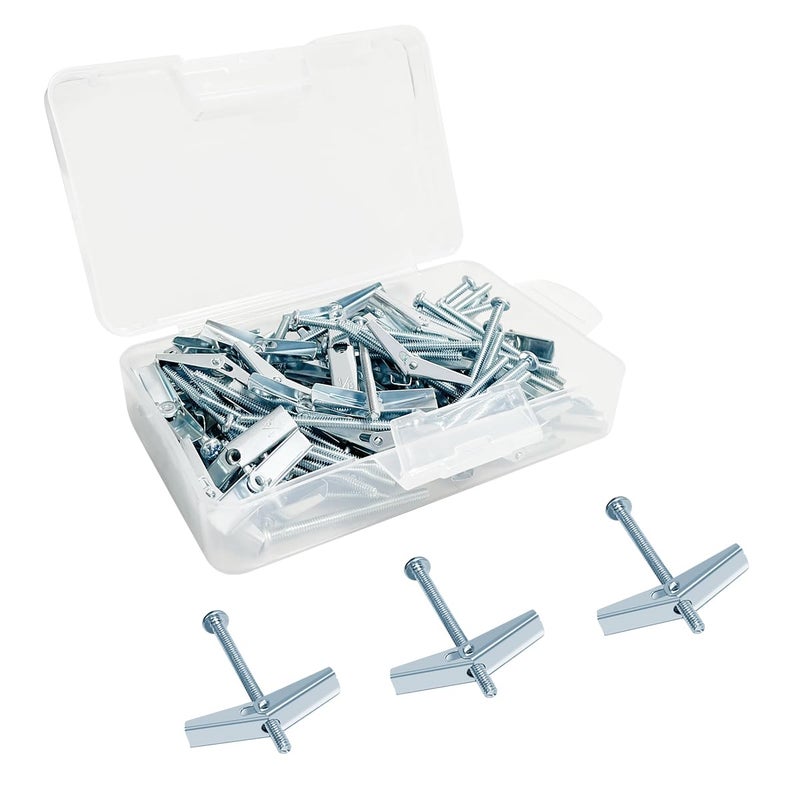 DELE 1/8X2-Inch Toggle Bolt and Wing Nut for Hanging Heavy Items on Drywall (50 Pack) - Image 1