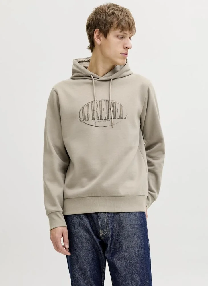 JJ Rebel Text Print Regular Fit Crew Neck Hoodie