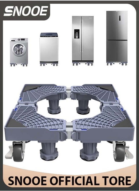 Washing Machine Base Stand with 4 Locking Wheels and 8 Strong Feet, Movable Universal Mobile Base for Dryer, Refrigerator, Furniture and Appliance