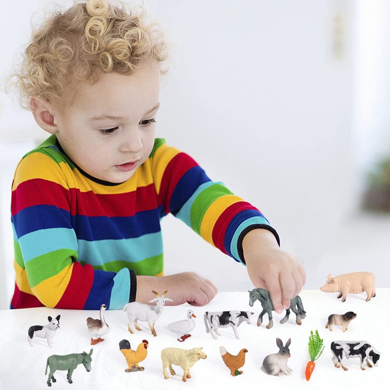 SIENON 15Pcs Farm Animal Figures Toys Realistic Mini Farm Animal Figurines, Farm Barn Animals Playset, Miniature Farm Animal Cake Topper Ornaments for Easter Egg Fillers Birthday Animals Theme Party - Image 4